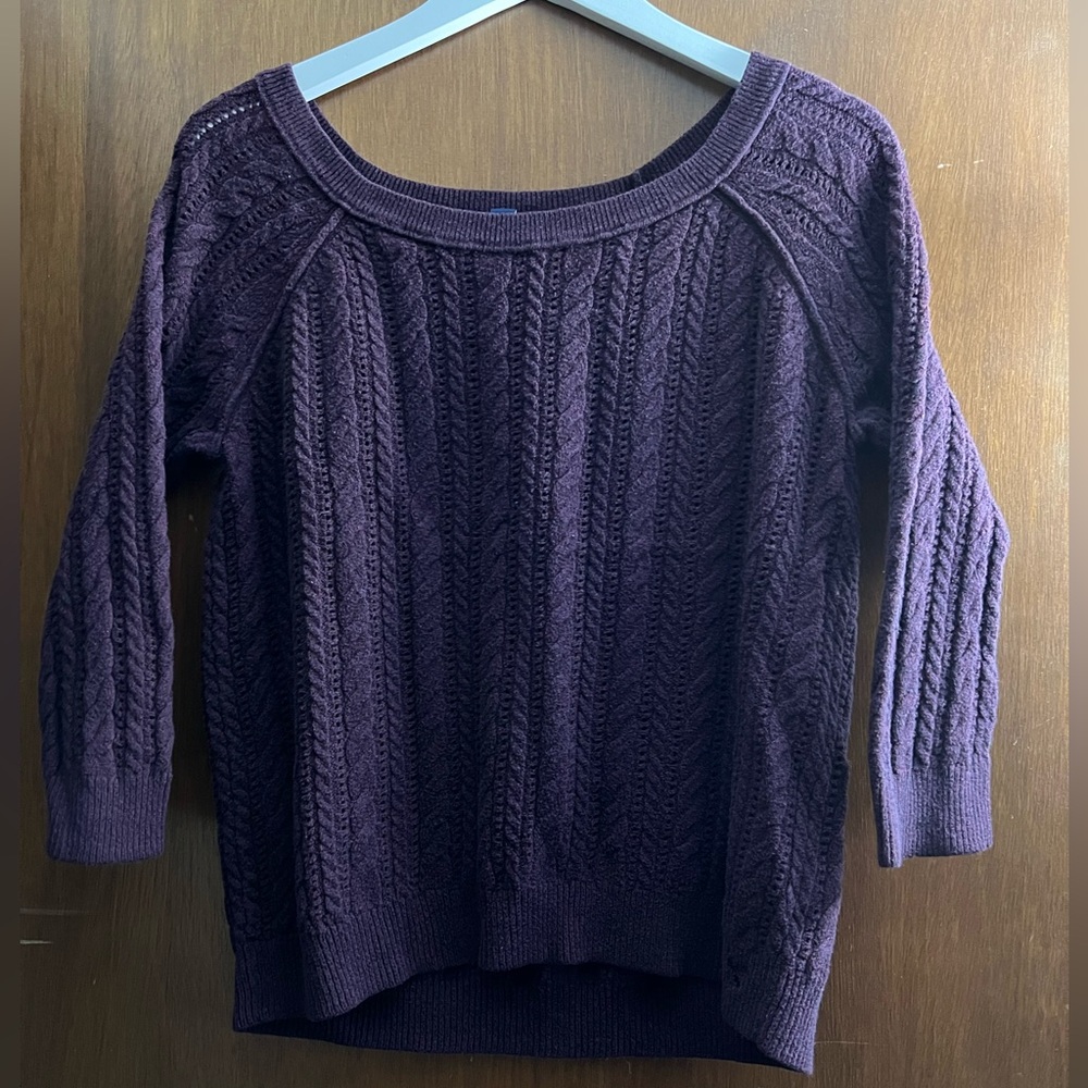 American Eagle Burgundy Cable Knit Sweater - Medium
